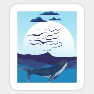 Whale In The Ocean Sticker